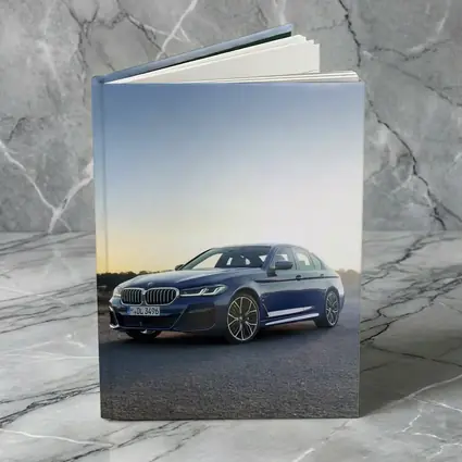 BMW 5 Series Blue Sedan Open Road