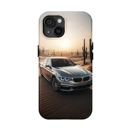 BMW 5 Series Silver Desert Sunset Scene