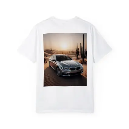 BMW 5 Series Silver Desert Sunset Scene