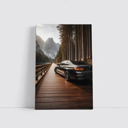 BMW 7 Series On Mountain Wooden Bridge