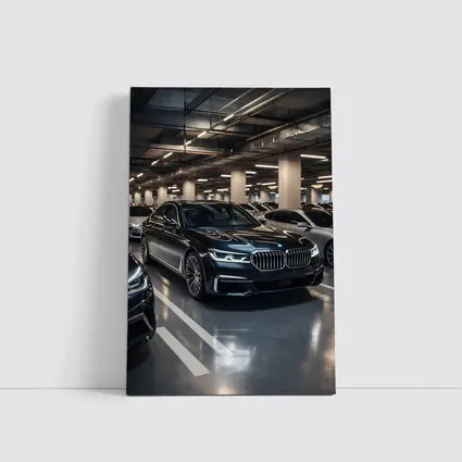 BMW Seven Series Black Sedan Parking Garage