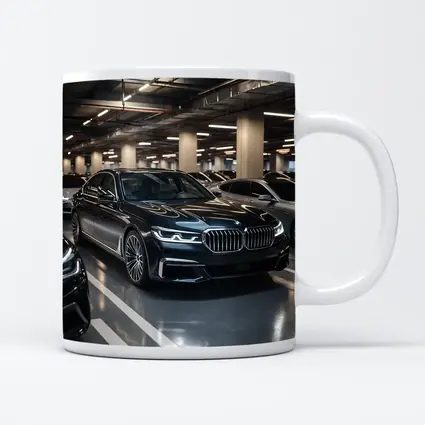 BMW Seven Series Black Sedan Parking Garage