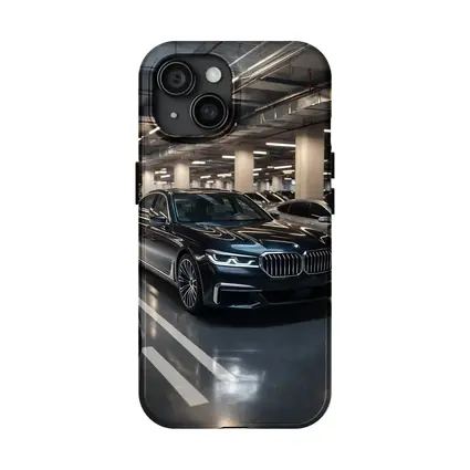 BMW Seven Series Black Sedan Parking Garage
