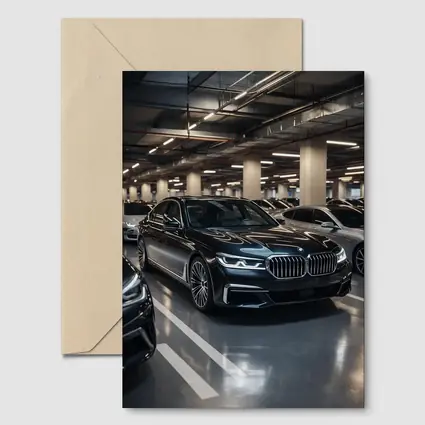 BMW Seven Series Black Sedan Parking Garage