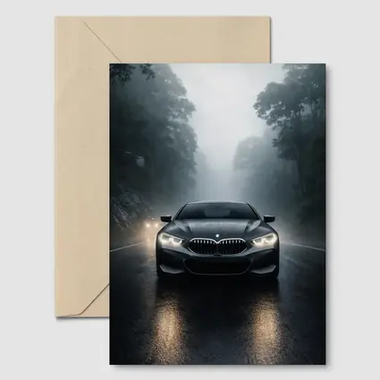 BMW 8 Series Front View Foggy Road