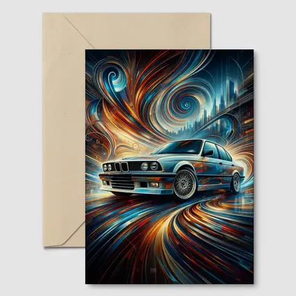 BMW E30 Swirling Abstract City Art
