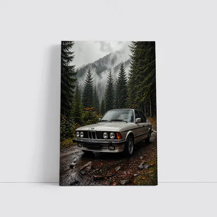 BMW E28 Classic Sedan Foggy Forest