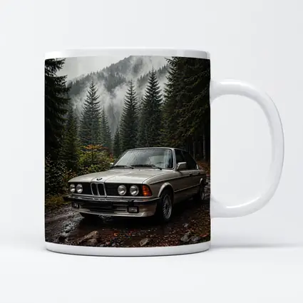 BMW E28 Classic Sedan Foggy Forest