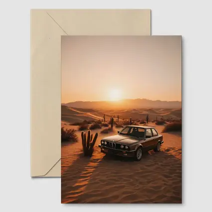 BMW E30 3 Series Desert Sunset Scene