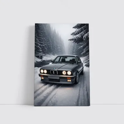 BMW E30 3 Series Snowy Forest Road