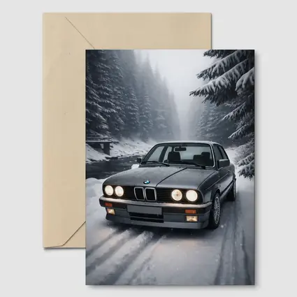 BMW E30 3 Series Snowy Forest Road