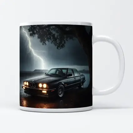 BMW E30 Parked In Stormy Night Rain