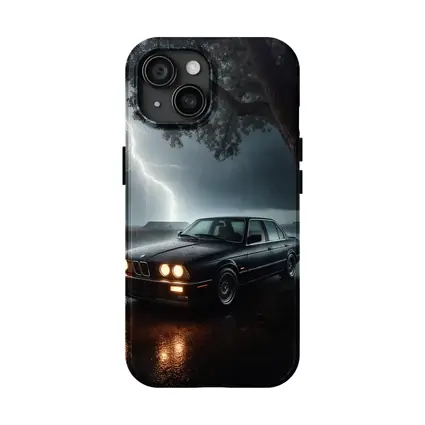 BMW E30 Parked In Stormy Night Rain