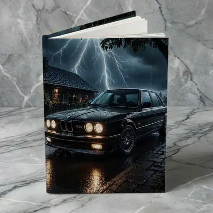 BMW E30 Sedan In Stormy Night Rain
