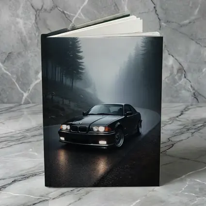 BMW E36 M3 Black Foggy Forest Road