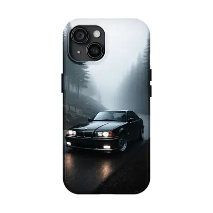 BMW E36 M3 Black Foggy Forest Road