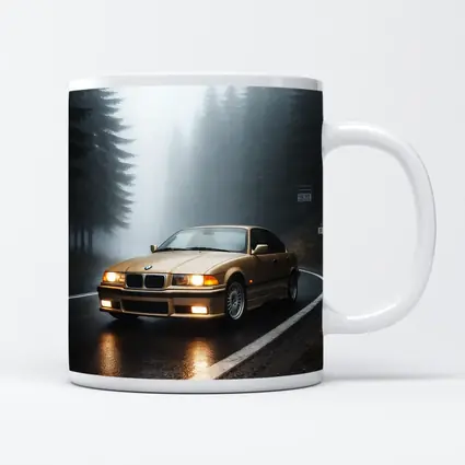 BMW E36 3 Series Foggy Forest Road