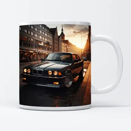 BMW E36 Parked on Wet City Street