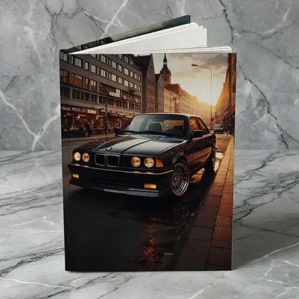 BMW E36 Parked on Wet City Street