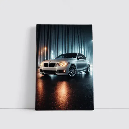 BMW One Series Parked On Misty Night Street
