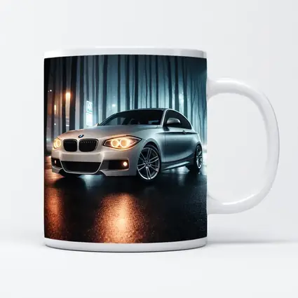 BMW One Series Parked On Misty Night Street