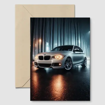 BMW One Series Parked On Misty Night Street