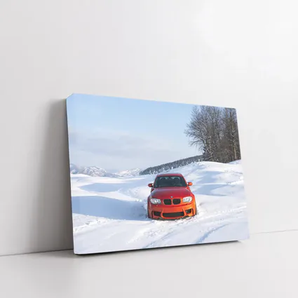 BMW M1 Orange Car In Snow