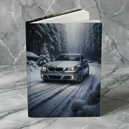BMW Three Series Driving Snowy Forest Road