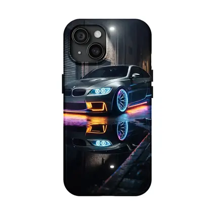 BMW M3 Neon Lights Rainy Night Street