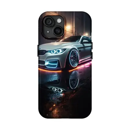 BMW M3 Neon Glow Wet Street Night