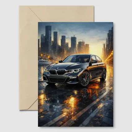 BMW 3 Series Sedan Rainy City Night