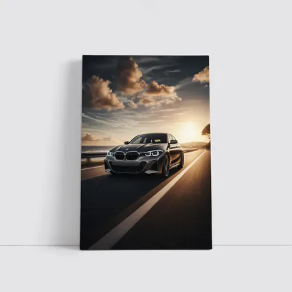 BMW One Series Driving Coastal Road Sunset