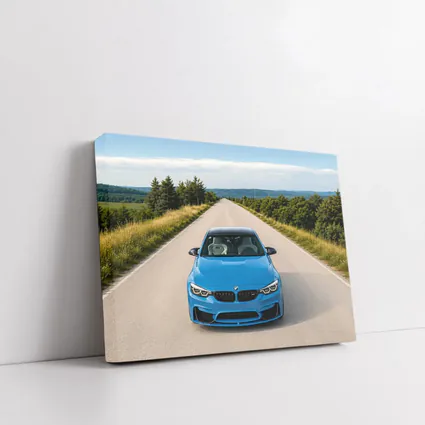 BMW M4 Blue Front View Open Road