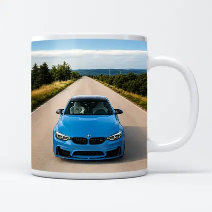 BMW M4 Blue Front View Open Road