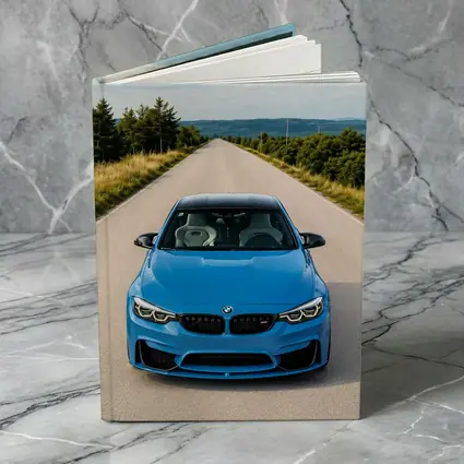 BMW M4 Blue Front View Open Road