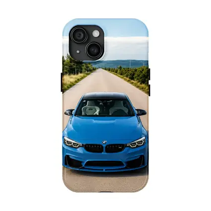 BMW M4 Blue Front View Open Road