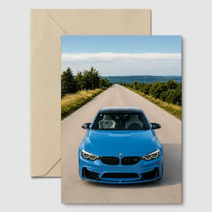 BMW M4 Blue Front View Open Road