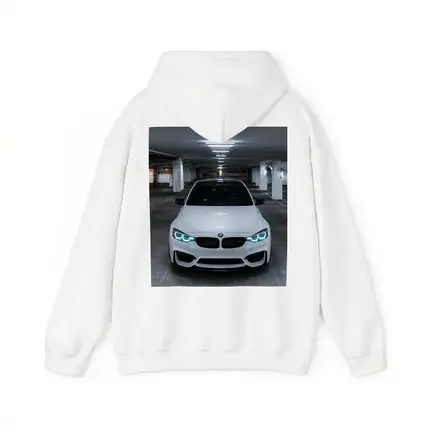 BMW M3 White Front View Parking Garage