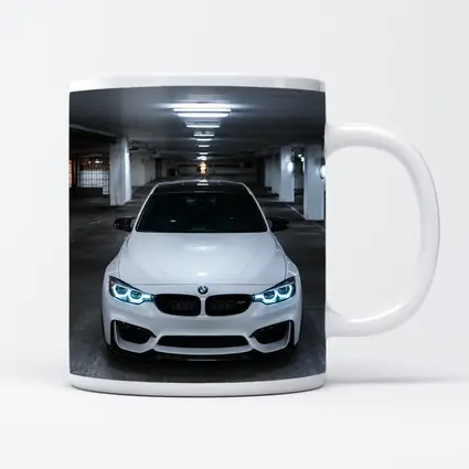 BMW M3 White Front View Parking Garage
