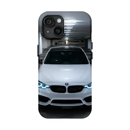 BMW M3 White Front View Parking Garage