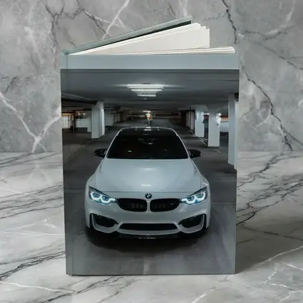 BMW M3 White Parking Garage Front View