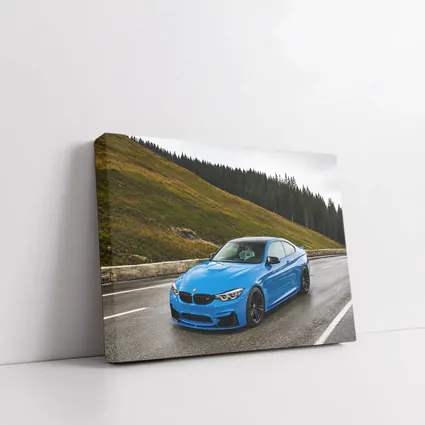 BMW M4 Blue Coupe Mountain Road