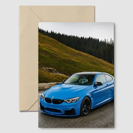 BMW M4 Blue Coupe Mountain Road