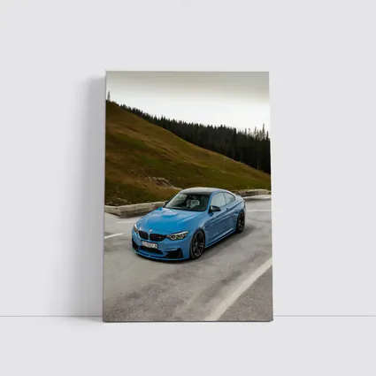 BMW M4 Blue Coupe Mountain Road