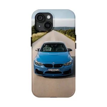 BMW M4 Blue Front View Open Road