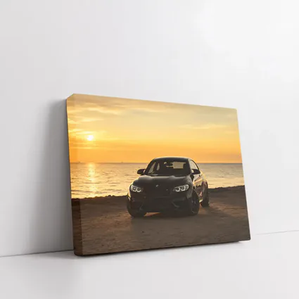 BMW M2 Black Parked By Sunset Sea