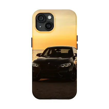 BMW M2 Black Parked By Sunset Sea