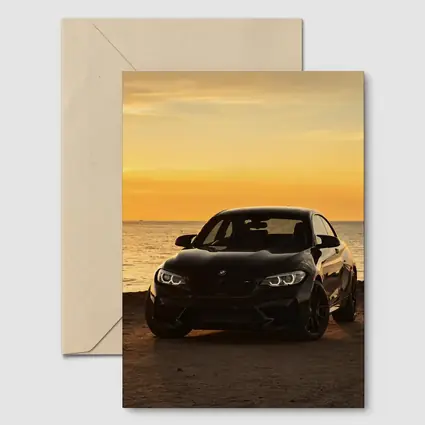 BMW M2 Black Parked By Sunset Sea