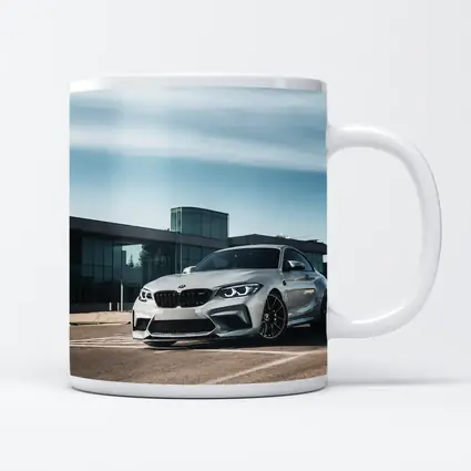 BMW M2 Silver Coupe Urban Building Background