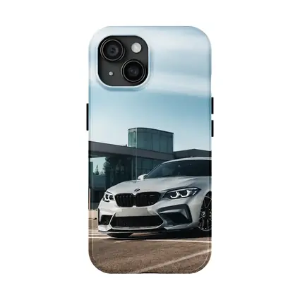 BMW M2 Silver Coupe Urban Building Background